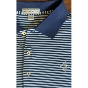 Peter Millar Blue and White Striped Polo